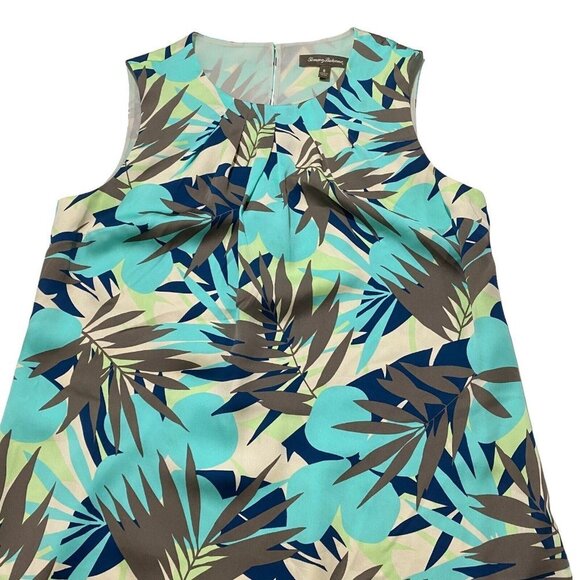 Tommy Bahama Women Blue 100% Silk Hawaiian Palm Leaves Floral Sheath Dress Sz 8 - Picture 11 of 15